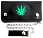 motorkářská peněženka Marihuana,zelená v černém kulatém poli.