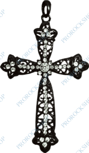 přívěsek na krk s křížem zdobeným kamínky