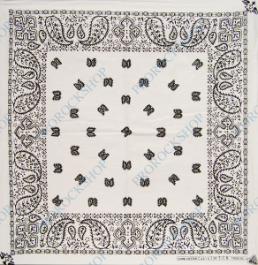 šátek bandana paisley, bílo černá II