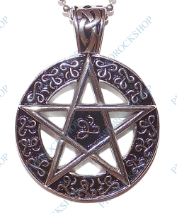 ocelový přívěsek na krk Pentagram - bílá magie
