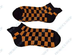 kotníkové ponožky - oranžová šachovnice