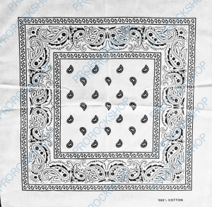 šátek bandana paisley, bílo černá II