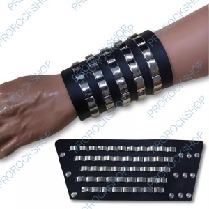 Stahovák, náramek myšlové nýty 5 řadý