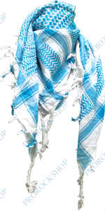 šátek palestina - arafat - bílý s tyrkysovým vzorem