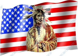Americká vlajka s indiánem