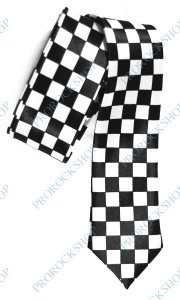 vázací kravata SKA / černobílá šachovnice