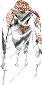 šátek palestina - arafat - bílý s hnědým a zeleným vzorem