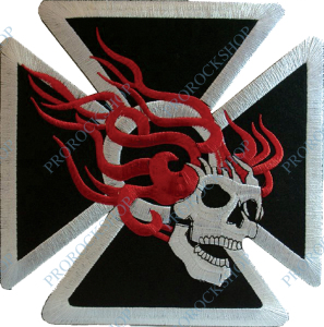 emblém / nášivka Hořící lebka - Ghost Rider na kříži