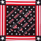 šátek vlajka USA - nápis The USA v tmavě modrém poli spolu se srdíčky v US barvách