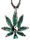 přívěsek na krk Marihuana-zelená s jing jangem